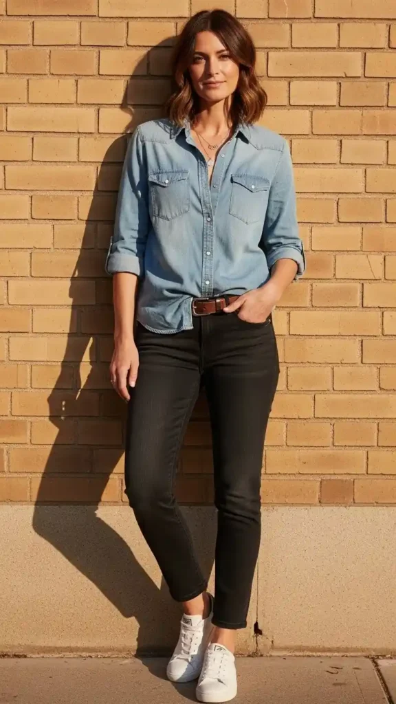 chambray-shirt-with-black-jeans