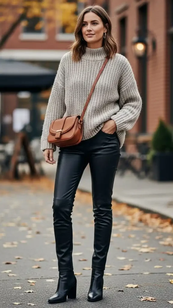 chunky-sweater-with-leather-pants