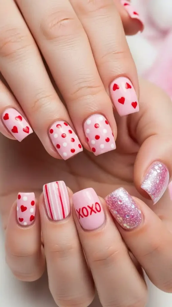 romantic-pink-nails-with-floral-patterns