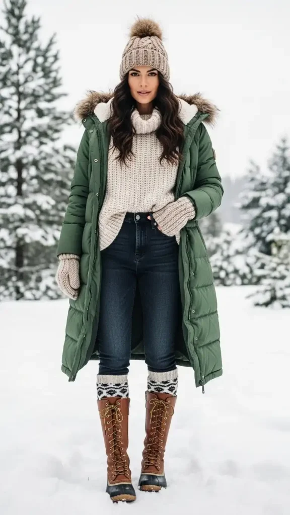 winter-outfits-with-boots-and-warm-socks