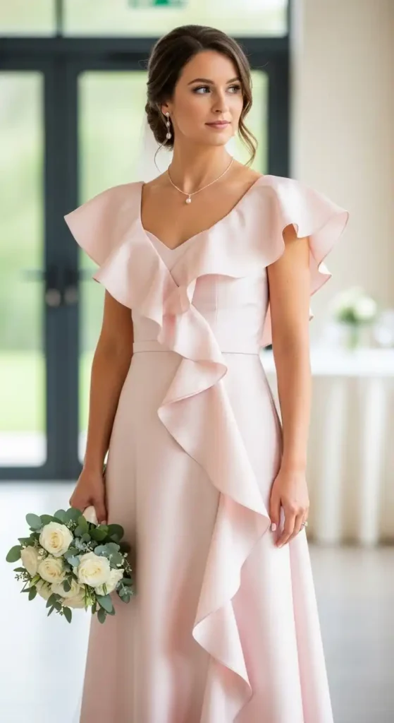 off-center-ruffle-dress-for-weddings
