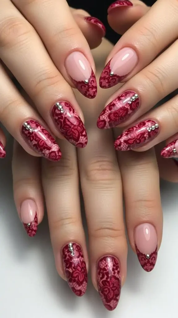 crimson-lace-pattern-nails