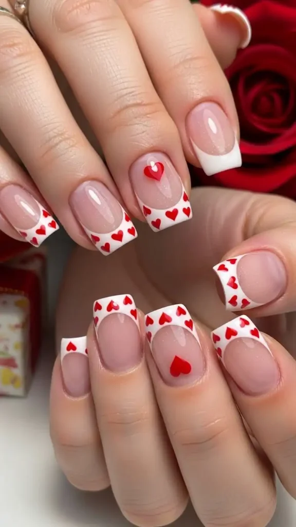 cute-heart-french-tip-nails