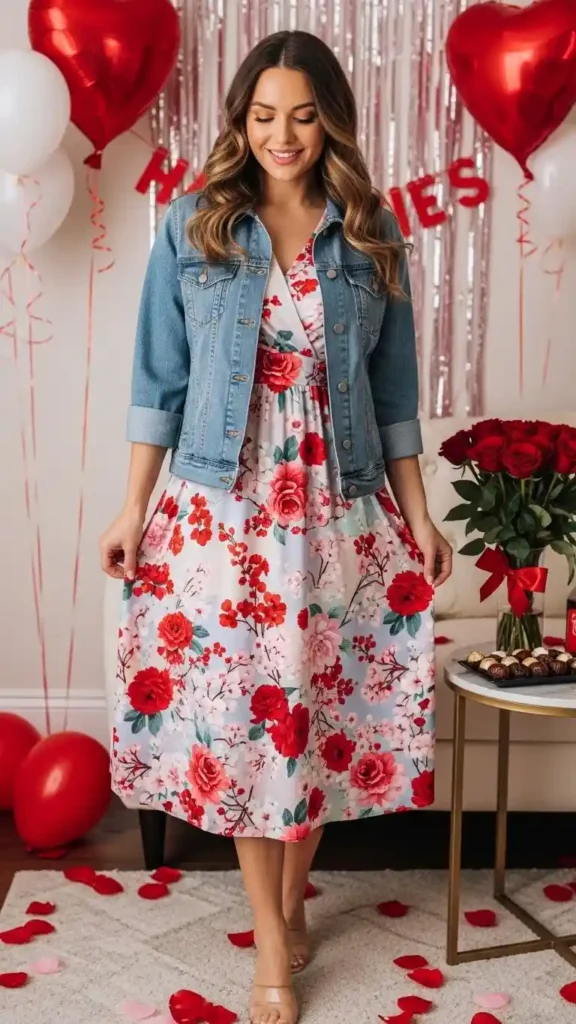 midi-dress-and-denim-jacket