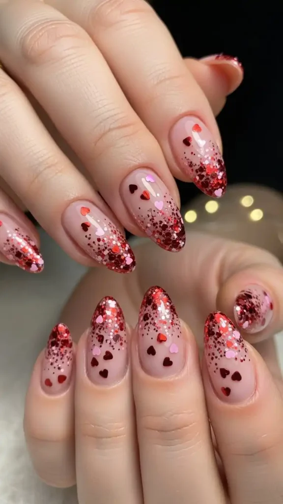 heart-glitter-fade-nail-look
