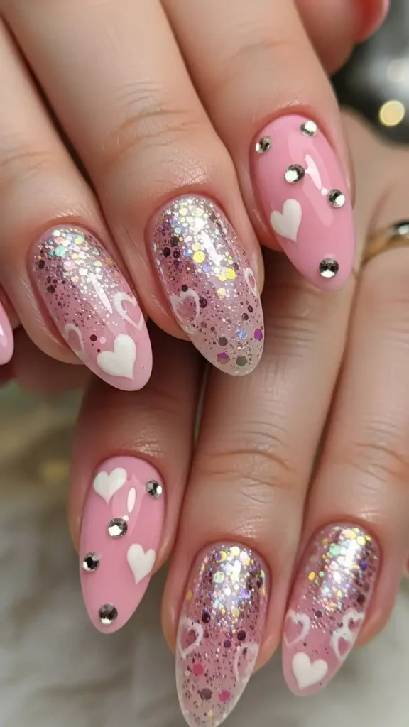 pink-champagne-sparkle-nails