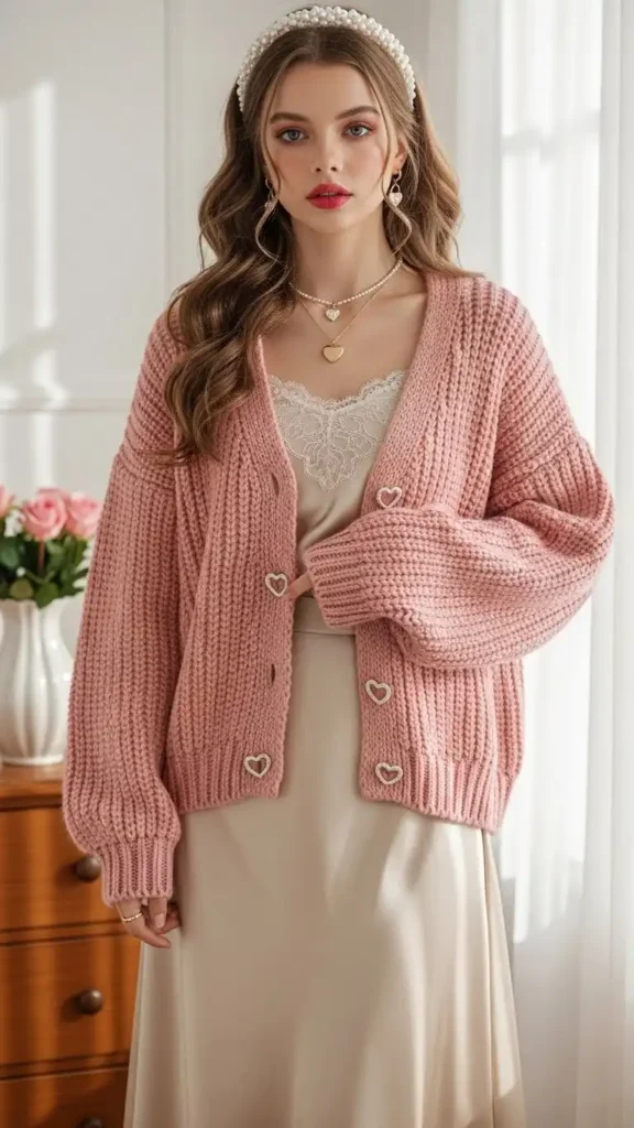 satin-skirt-knit-cardigan