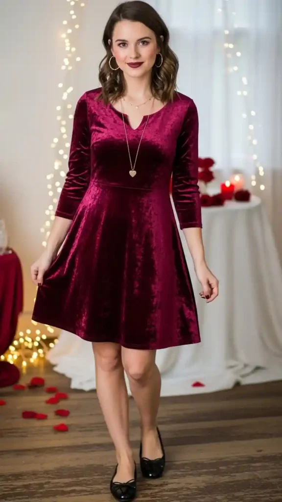 velvet-dress-and-flats