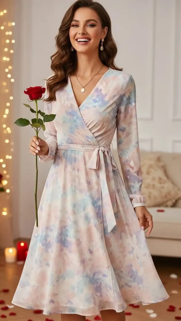 wrap-dress-in-soft-colors
