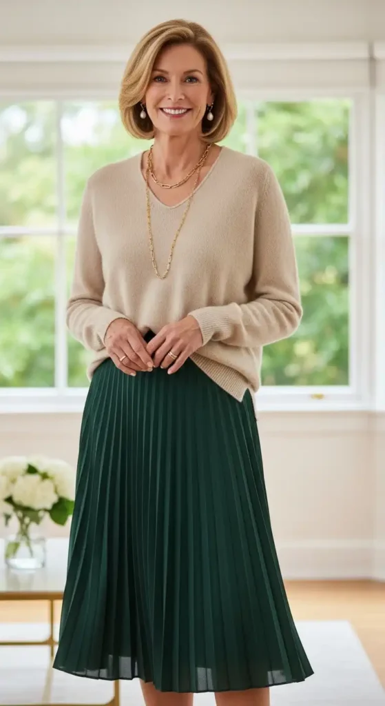 cashmere-sweater-with-pleated-midi-skirt