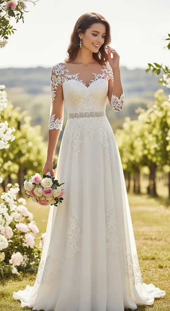 elegant-a-line-dress-with-lace-detail