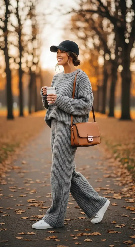 grey-knit-matching-set-with-sneakers-and-a-baseball-cap
