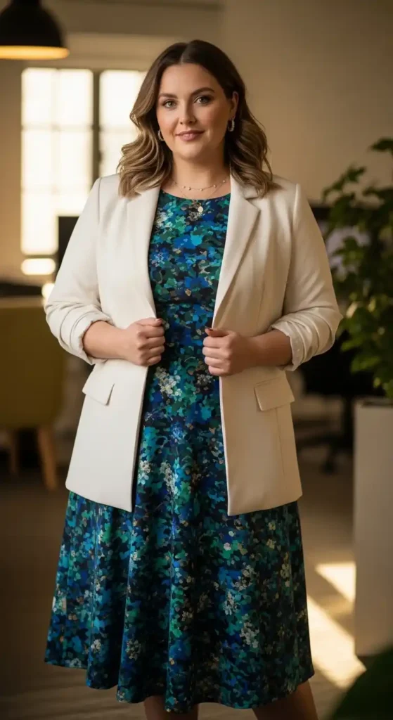 printed-midi-dress-with-blazer