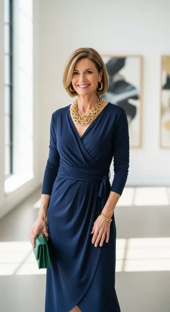 wrap-dress-with-statement-accessories