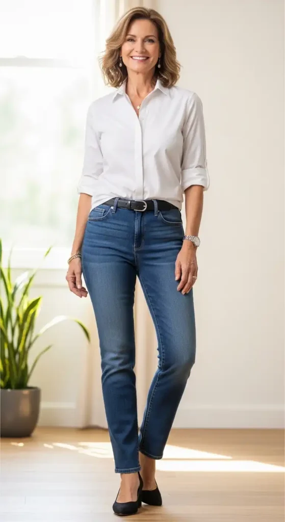 classic-white-shirt-with-high-waisted-jeans