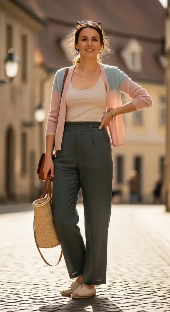 lightweight-cardigan-tank-wide-leg-pants