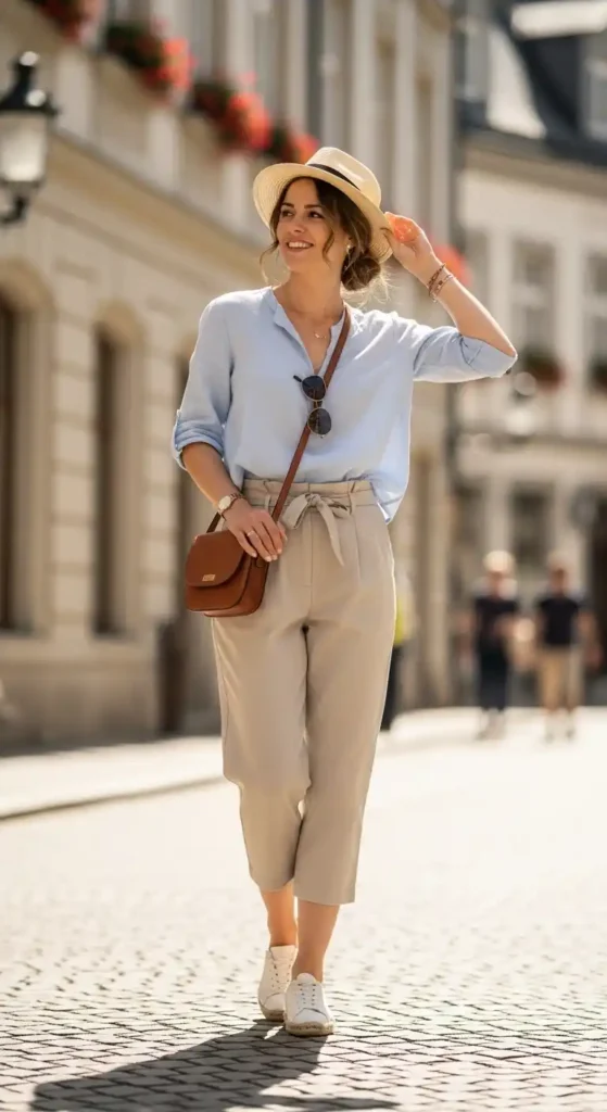 linen-blouse-cropped-trousers
