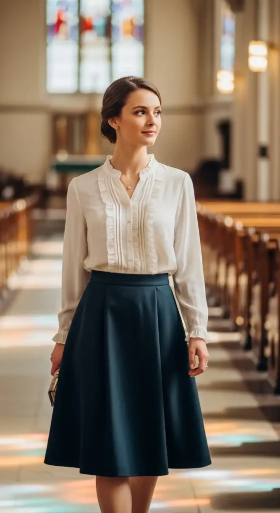 ruffled-blouse-with-skirt