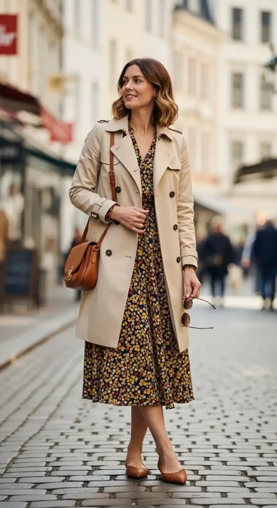 trench-coat-midi-dress-flats