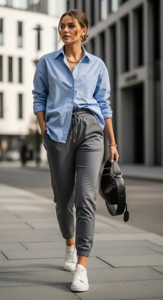 button-down-with-joggers-for-athleisure