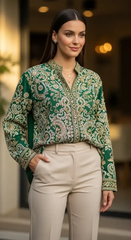 embellished-shirt-with-straight-pants