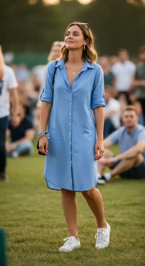 button-down-shirt-dress-with-sneakers
