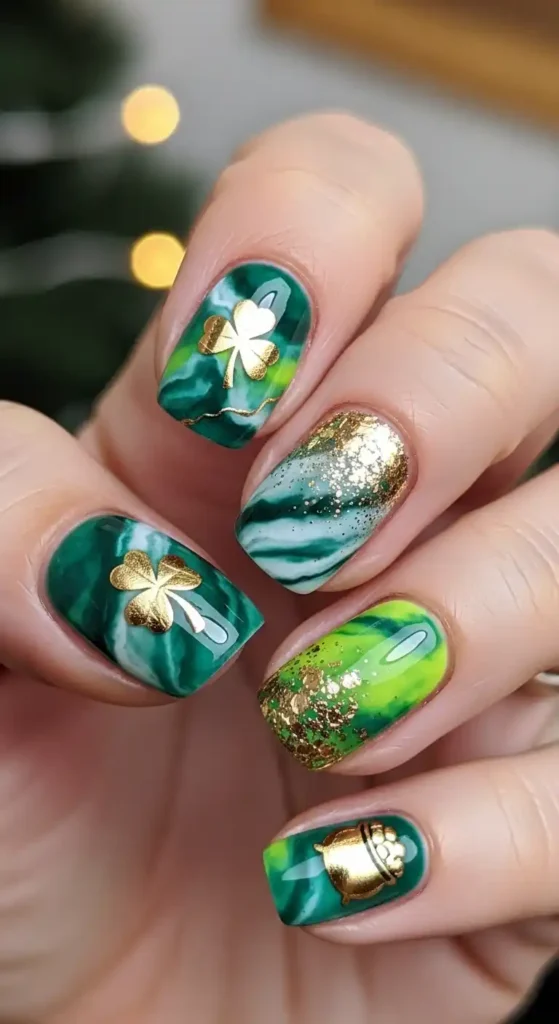 green-marble-nails