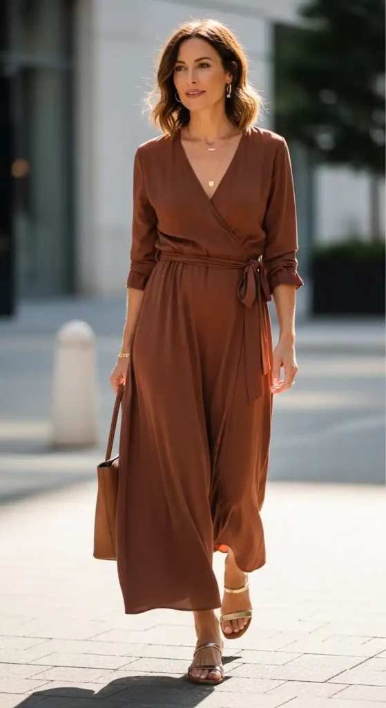 wrap-dress-and-minimalist-sandals