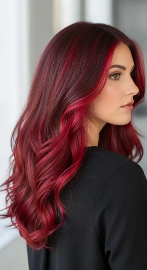 Red Highlights on Brown Hair