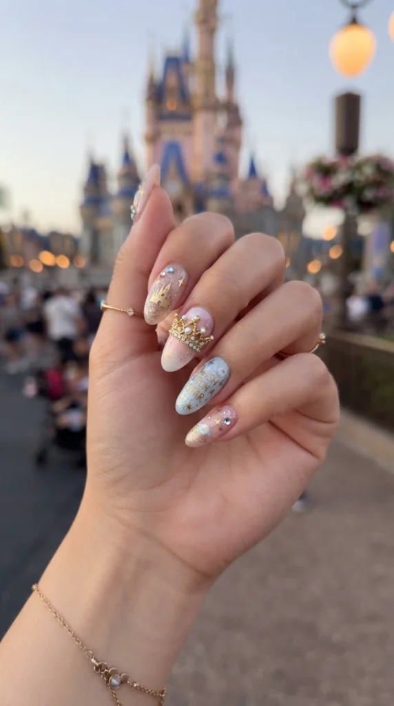 princess-crown-accent-nails