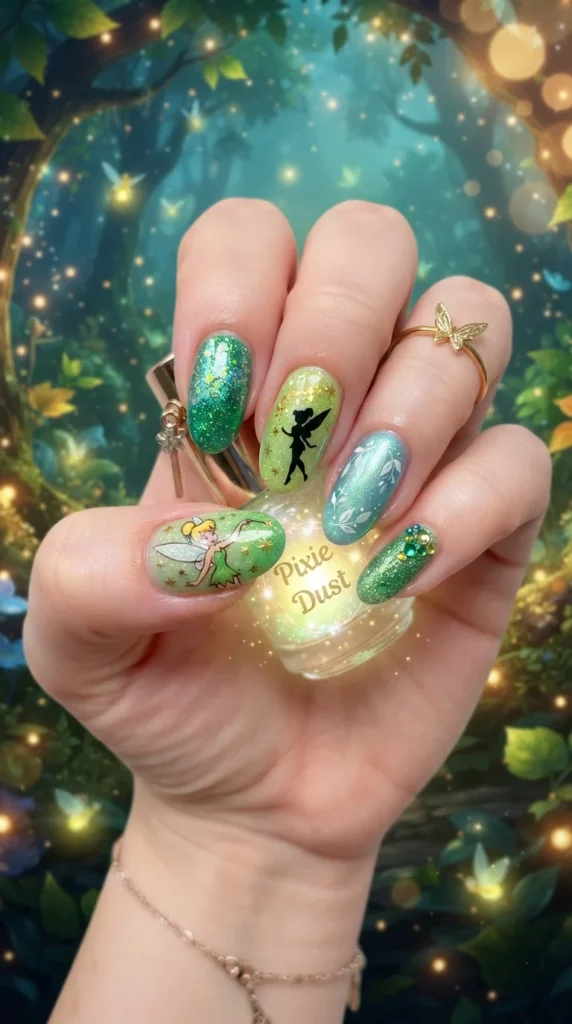 tinker-bell-fairy-sparkle-nails